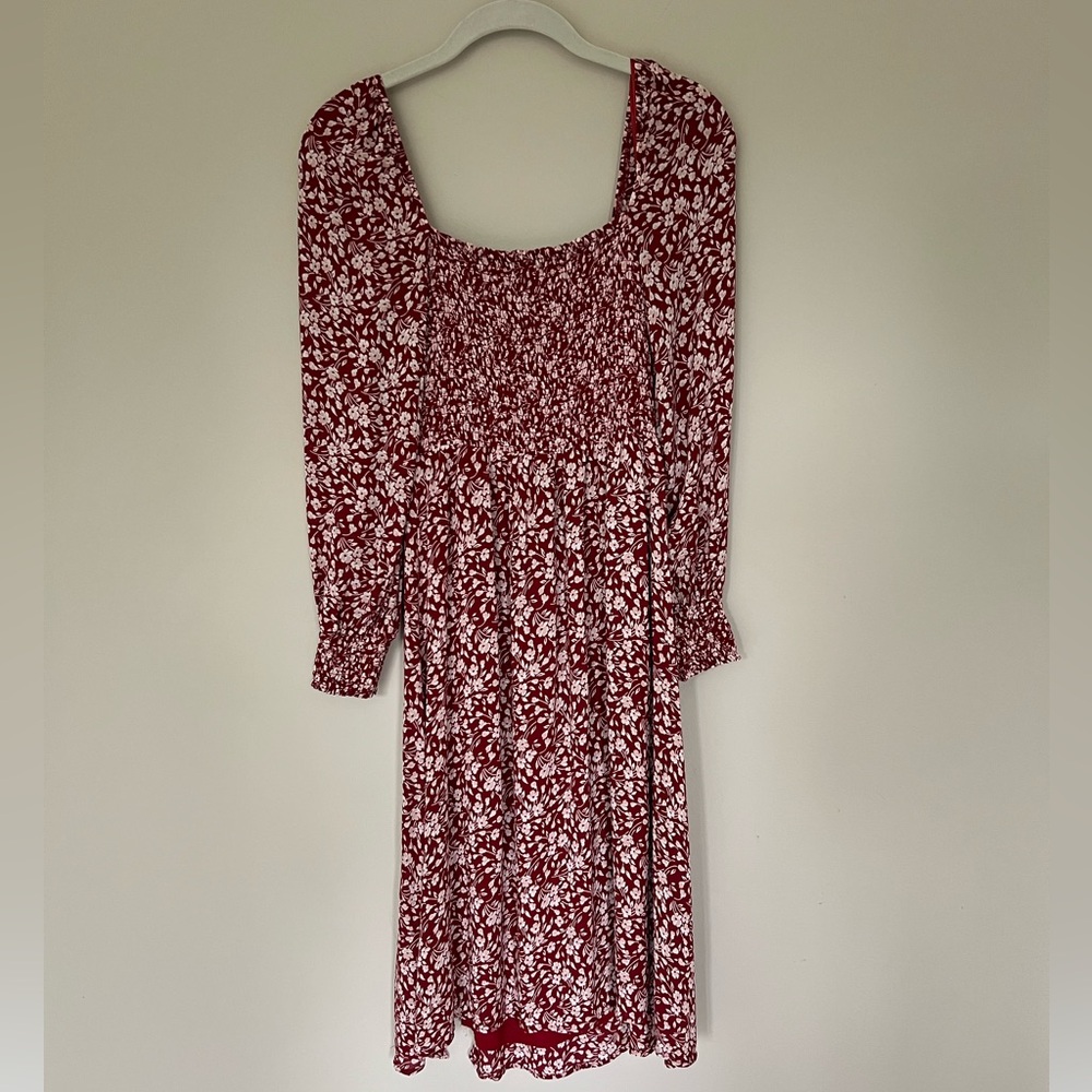Reformation Cello Midi Dress, red with white floral size XS extra small - Picture 2 of 12